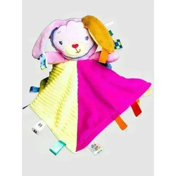 Taggies Pink Patchkins Bunny Rabbit Lovey Security Blanket Plush 13 inch - Picture 11 of 11